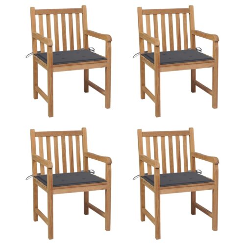 Garden Chairs 4pcs with Anthracite Cushions Solid Teak Wood