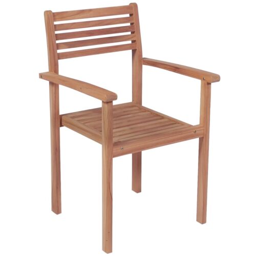 Stackable Garden Chairs with Cushions 8pcs Solid Teak Wood - Image 3