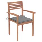 Stackable Garden Chairs with Cushions 8pcs Solid Teak Wood
