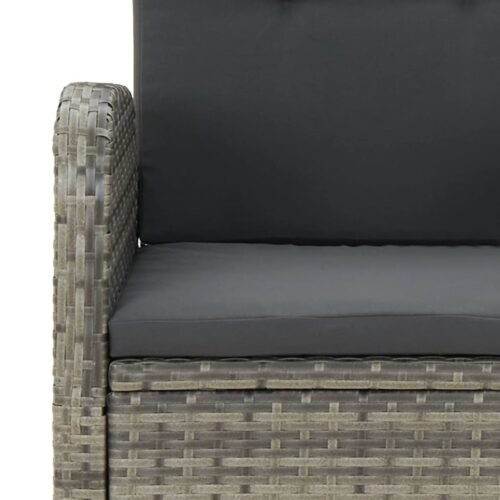 9-Piece Garden Dining Set with Cushions Grey Poly Rattan Wicker Outdoor Patio Furniture - Image 7