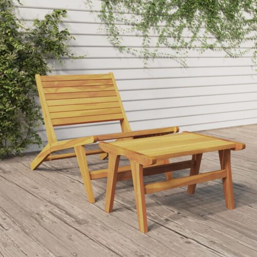 Garden Chair with Footrest Solid Wood Teak - Image 2