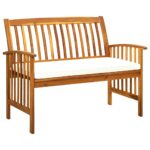 Garden Bench with Cushion 119cm Solid Acacia Wood
