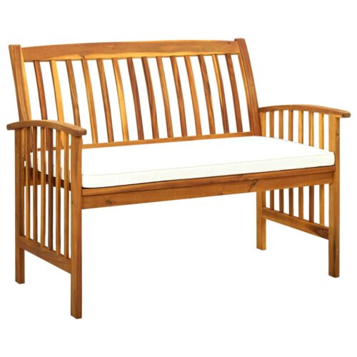 Garden Bench with Cushion 119cm Solid Acacia Wood