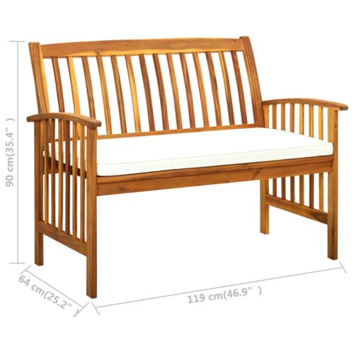Garden Bench with Cushion 119cm Solid Acacia Wood - Image 9