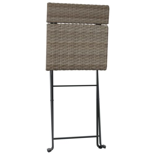 Folding Bistro Chairs 4pcs Grey Poly Rattan Steel - Image 5