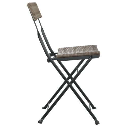 Folding Bistro Chairs 4pcs Grey Poly Rattan Steel - Image 6