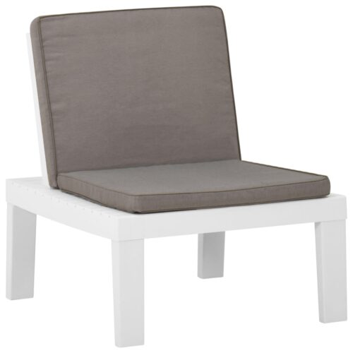 Garden Lounge Chairs with Cushions 2pcs Plastic White - Image 3