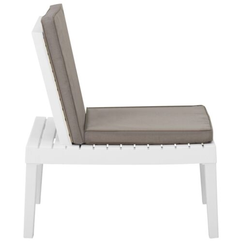 Garden Lounge Chairs with Cushions 2pcs Plastic White - Image 5
