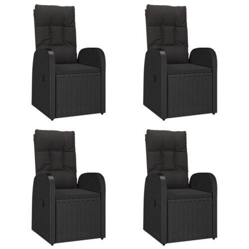 5-Piece Garden Dining Set with Cushions Grey Poly Rattan Wicker Outdoor Patio Furniture - Image 4