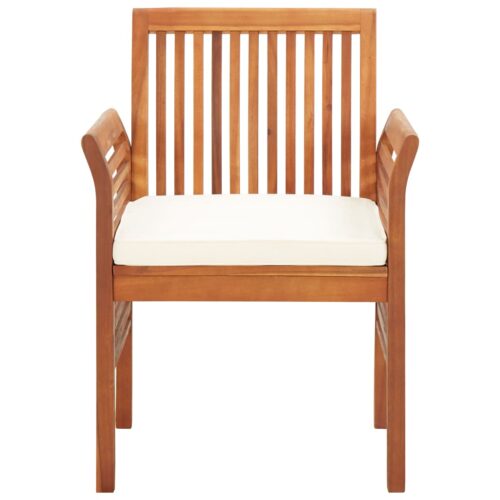 Garden Dining Chairs with Cushions 8pcs Solid Wood Acacia - Image 3