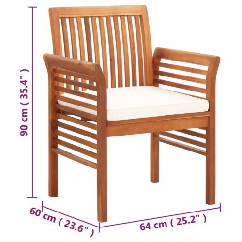 Garden Dining Chairs with Cushions 8pcs Solid Wood Acacia - Image 8