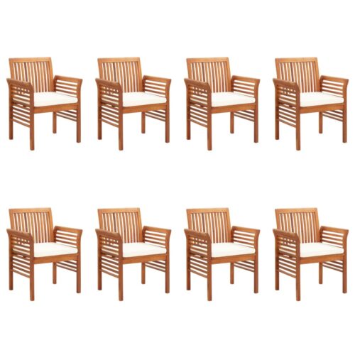 Garden Dining Chairs with Cushions 8pcs Solid Wood Acacia - Image 9