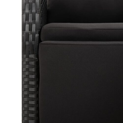 7-Piece Garden Dining Set with Cushions Black Poly Rattan Wicker Outdoor Patio Furniture - Image 8