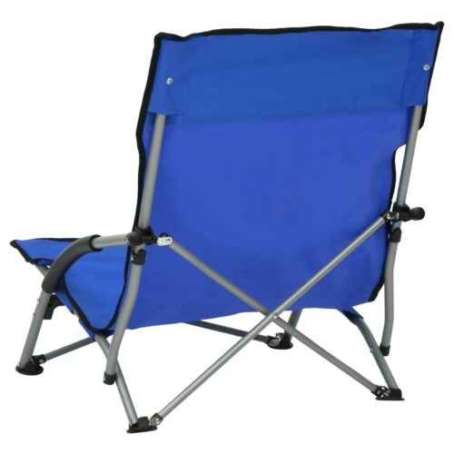 Folding Beach Chairs 2pcs Blue Fabric - Image 5