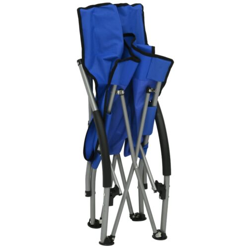 Folding Beach Chairs 2pcs Blue Fabric - Image 6
