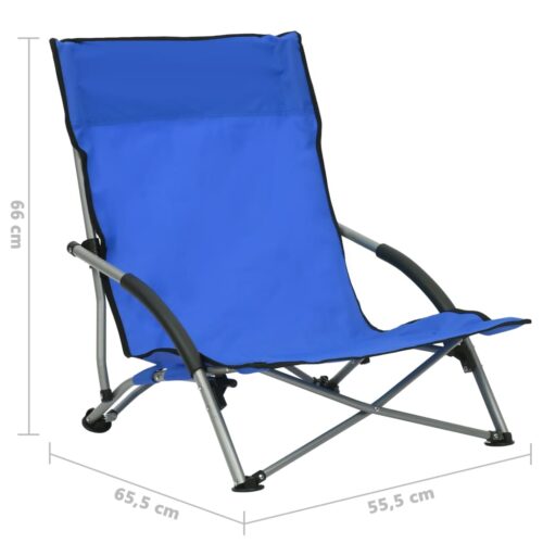 Folding Beach Chairs 2pcs Blue Fabric - Image 8