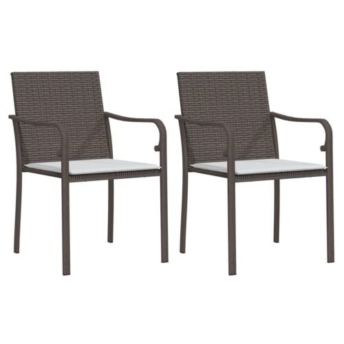 Garden Chairs with Cushions 2pcs Brown 56x59x84cm Poly Rattan