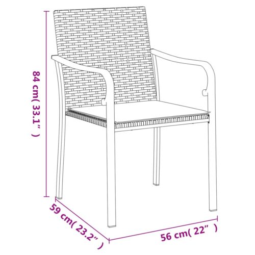 Garden Chairs with Cushions 2pcs Brown 56x59x84cm Poly Rattan - Image 9