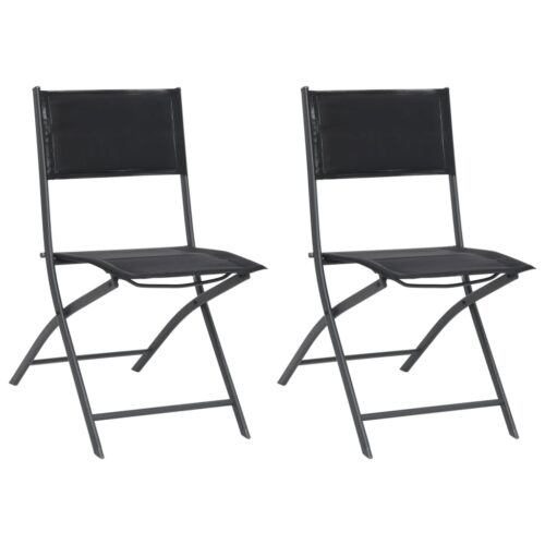 Folding Outdoor Chairs 2pcs Steel Textilene - Image 2