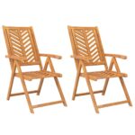 Reclining Garden Chairs 2pcs Solid Wood Acacia