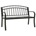 Garden Bench with Table Black 120cm Steel