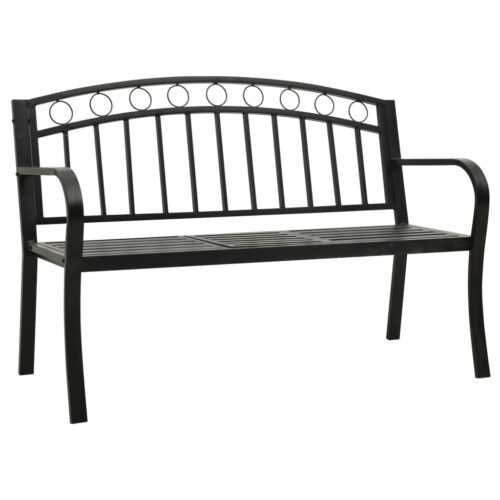 Garden Bench with Table Black 120cm Steel