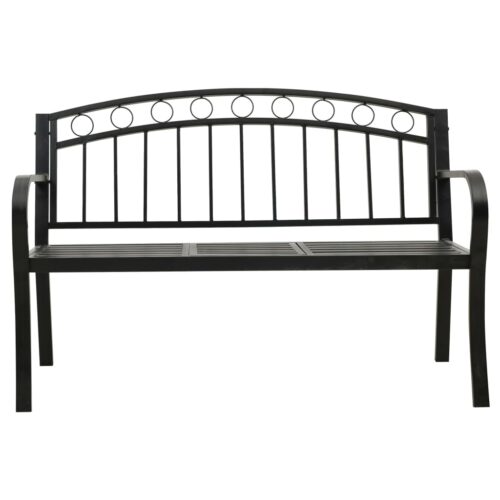 Garden Bench with Table Black 120cm Steel - Image 3