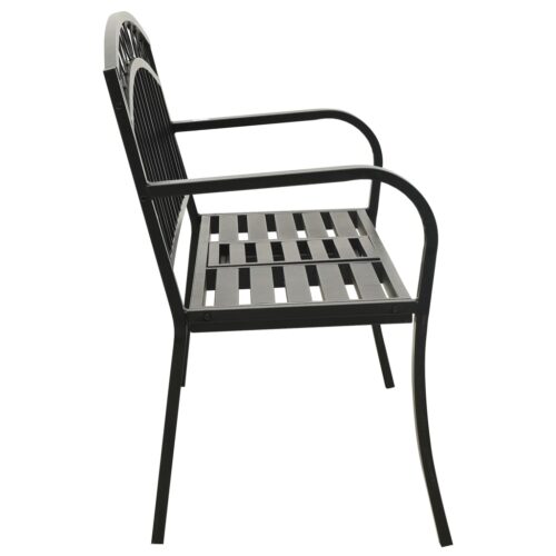 Garden Bench with Table Black 120cm Steel - Image 4
