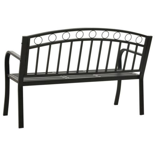 Garden Bench with Table Black 120cm Steel - Image 5