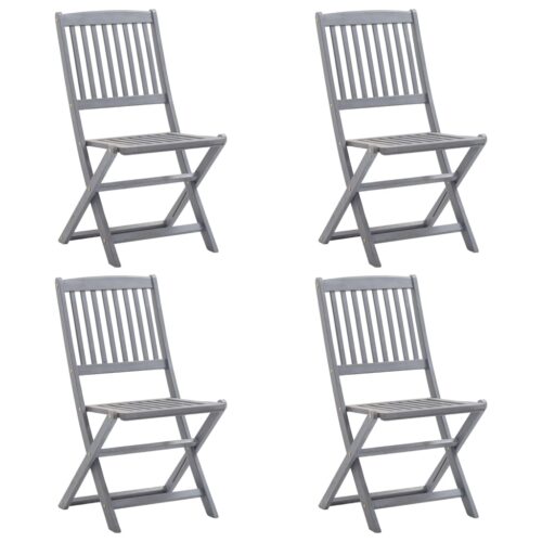 Folding Outdoor Chairs 4pcs Solid Acacia Wood - Image 2