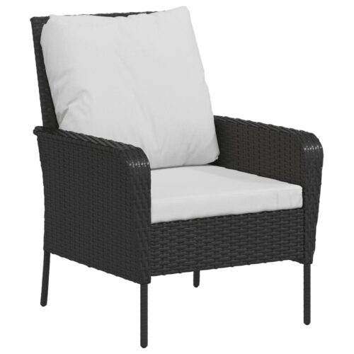 Garden Chair with Footstool Black Poly Rattan - Image 6