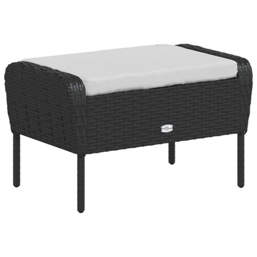 Garden Chair with Footstool Black Poly Rattan - Image 7