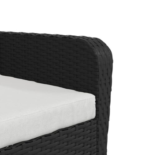 Garden Chair with Footstool Black Poly Rattan - Image 8