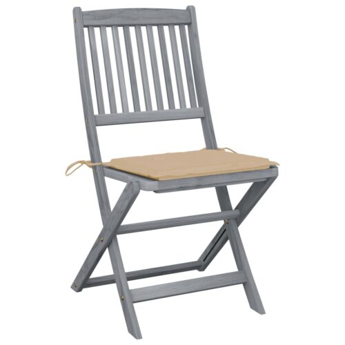 Folding Outdoor Chairs 4pcs with Cushions Solid Acacia Wood