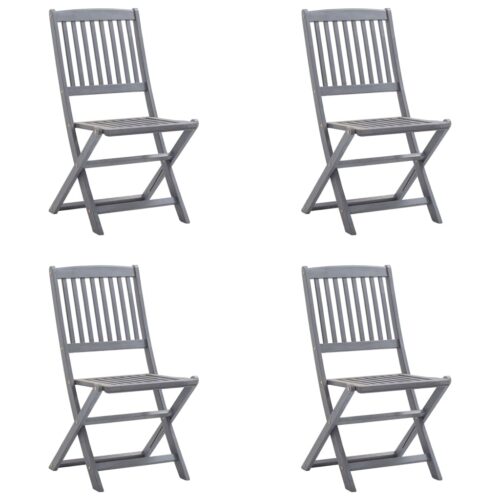 Folding Outdoor Chairs 4pcs with Cushions Solid Acacia Wood - Image 8