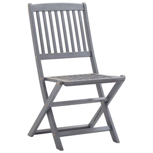 Folding Outdoor Chairs 4pcs with Cushions Solid Acacia Wood - Image 9