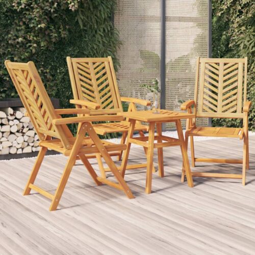 Reclining Garden Chairs 3pcs Solid Wood Acacia - Image 2