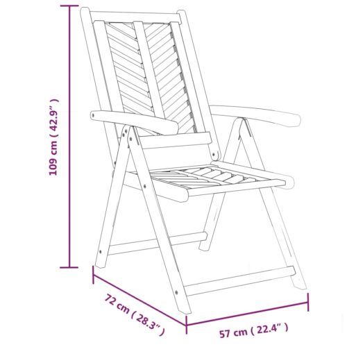 Reclining Garden Chairs 3pcs Solid Wood Acacia - Image 10
