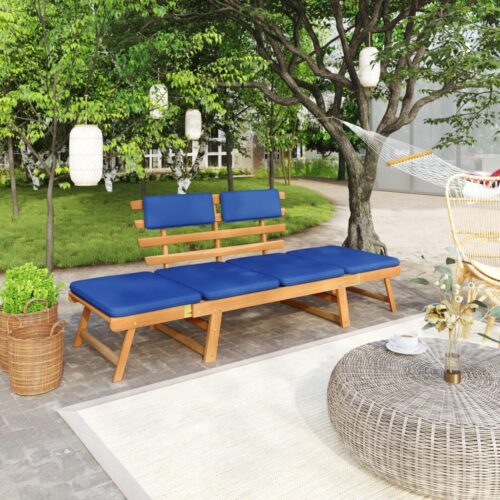 Garden Bench with Cushions 2-in-1 190cm Solid Acacia Wood - Image 2