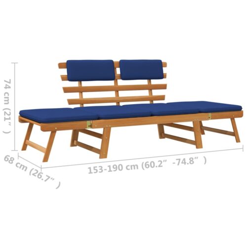 Garden Bench with Cushions 2-in-1 190cm Solid Acacia Wood - Image 9