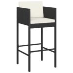 Bar Stools 4pcs with Cushions Black Poly Rattan