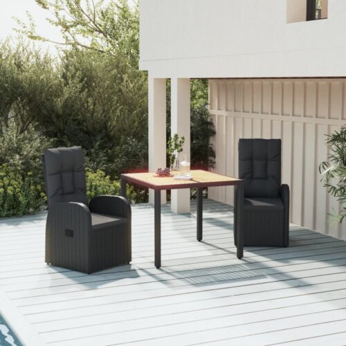 3pcs Garden Dining Set Outdoor Patio Bistro Sofa Chairs Table Wicker Furniture - Image 2