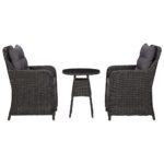 Garden Chairs 2pcs with Tea Table Poly Rattan Black
