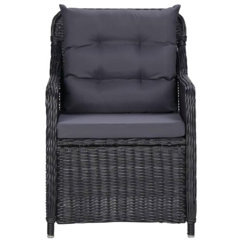 Garden Chairs 2pcs with Tea Table Poly Rattan Black - Image 5