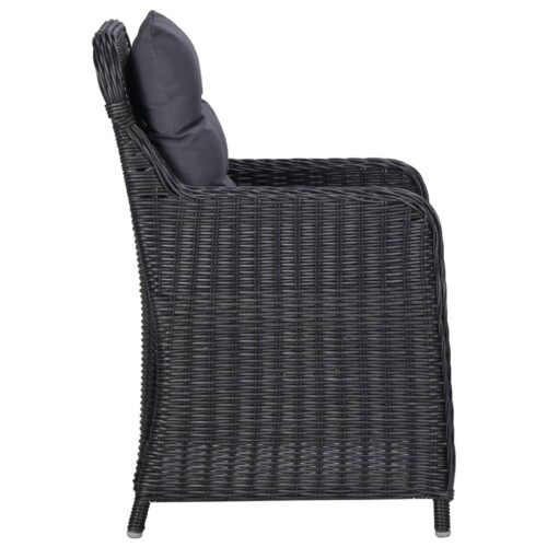 Garden Chairs 2pcs with Tea Table Poly Rattan Black - Image 6