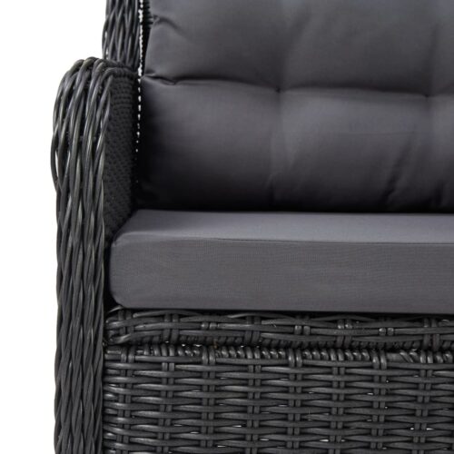 Garden Chairs 2pcs with Tea Table Poly Rattan Black - Image 8