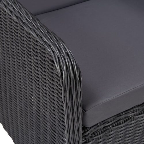 Garden Chairs 2pcs with Tea Table Poly Rattan Black - Image 9