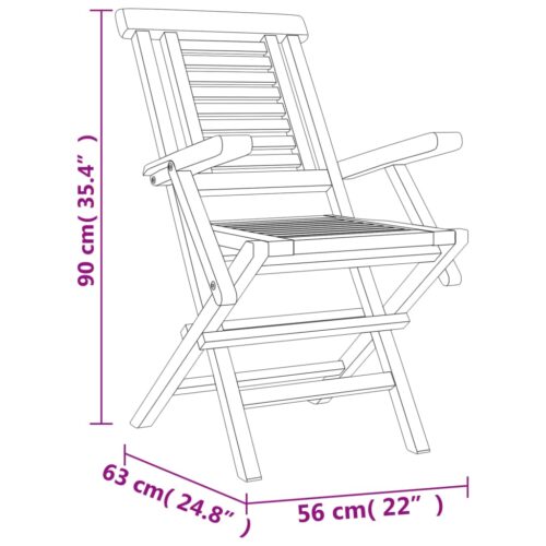 Folding Garden Chairs 6pcs 56x63x90cm Solid Wood Teak - Image 5