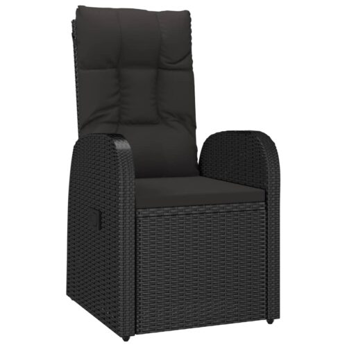 5-Piece Garden Dining Set with Cushions Black Poly Rattan Wicker Outdoor Patio Furniture - Image 7