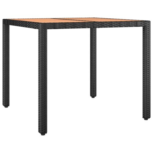 5-Piece Garden Dining Set with Cushions Black Poly Rattan Wicker Outdoor Patio Furniture - Image 8